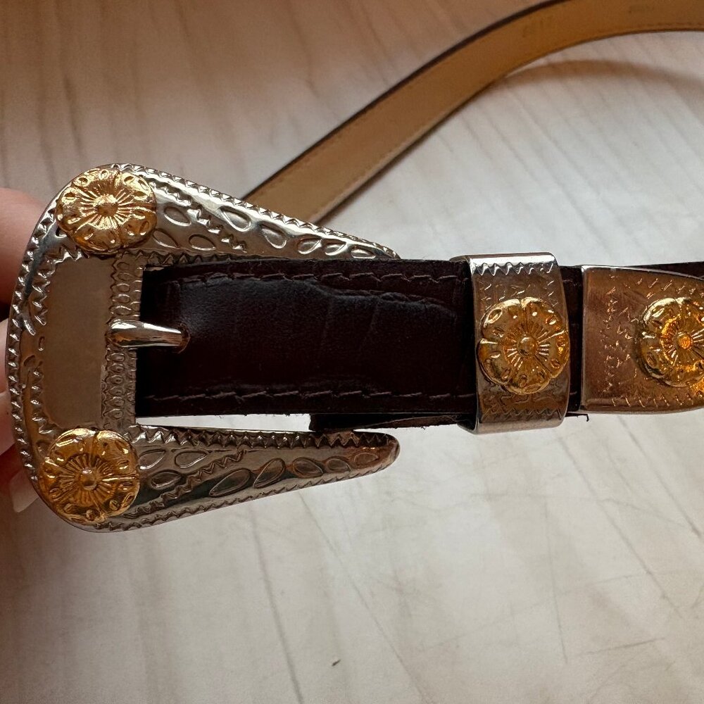 brown vintage genuine leather belt *ੈ✩‧₊˚